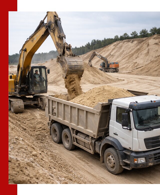 Доставка карьерного песка с самосвалами и разгрузкой в Приморско-Ахтарске