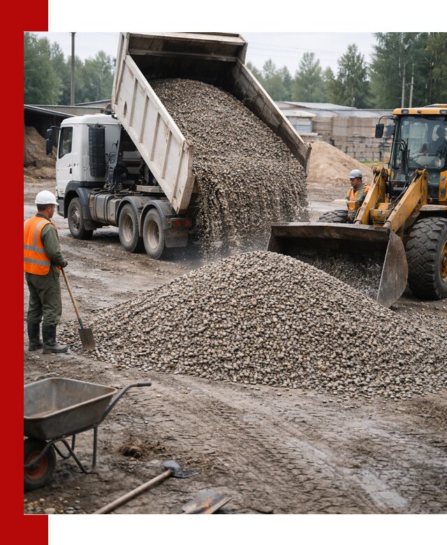 Мытый гравий с доставкой в Приморско-Ахтарске от карьера до участка