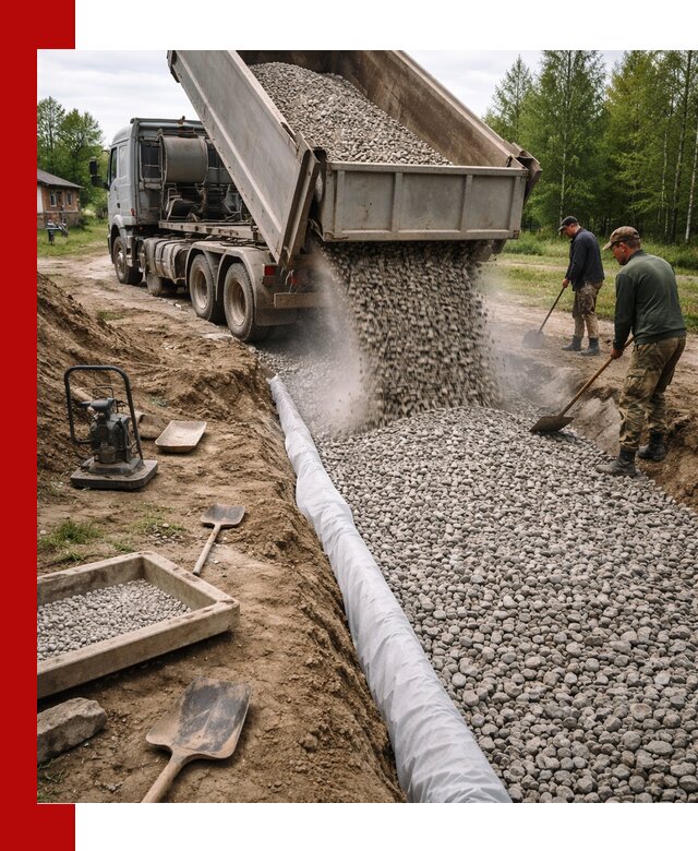 Гравий для дренажа с доставкой в Приморско-Ахтарске качественный и недорогой