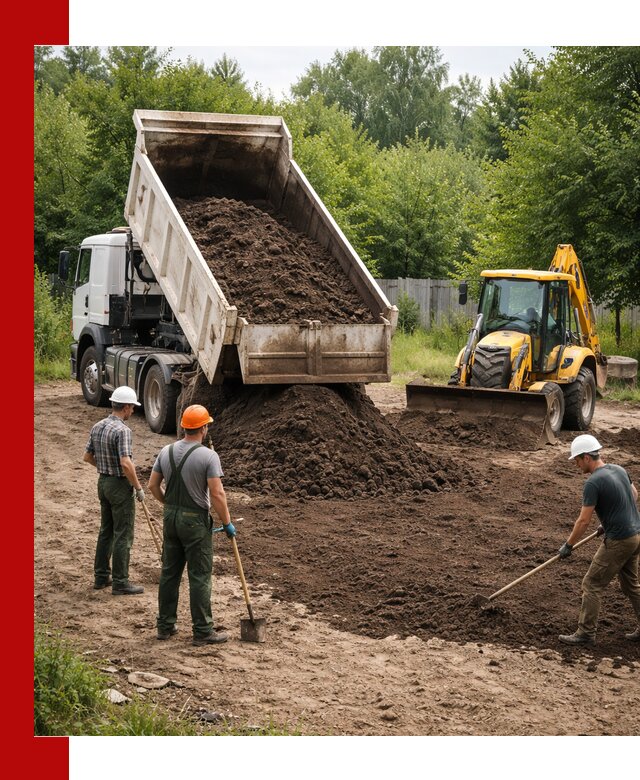 Доставка и укладка грунта для выравнивания участка в Приморско-Ахтарске
