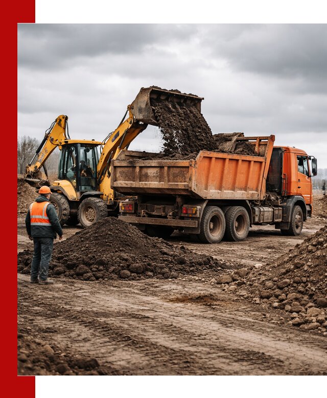 Вывоз грунта и строительного мусора в Приморско-Ахтарске грузовыми самосвалами