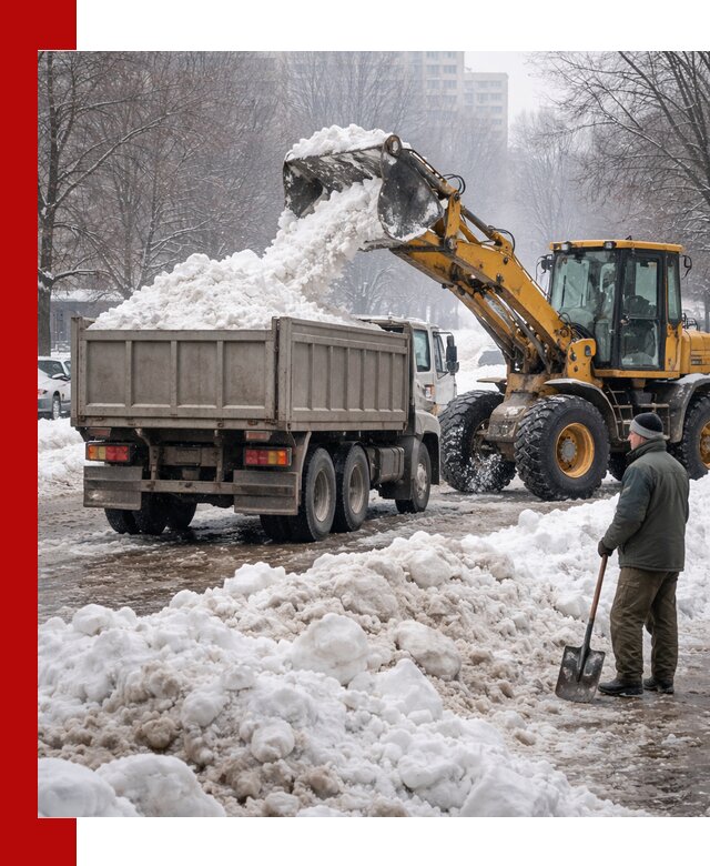 Вывоз снега грузовой техникой в Приморско-Ахтарске оперативно и чисто