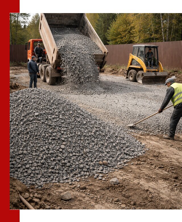 Отсыпка участка щебнем с доставкой и уплотнением в Приморско-Ахтарске